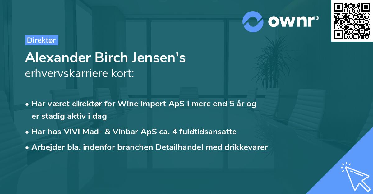 Alexander Birch Jensen's erhvervskarriere kort