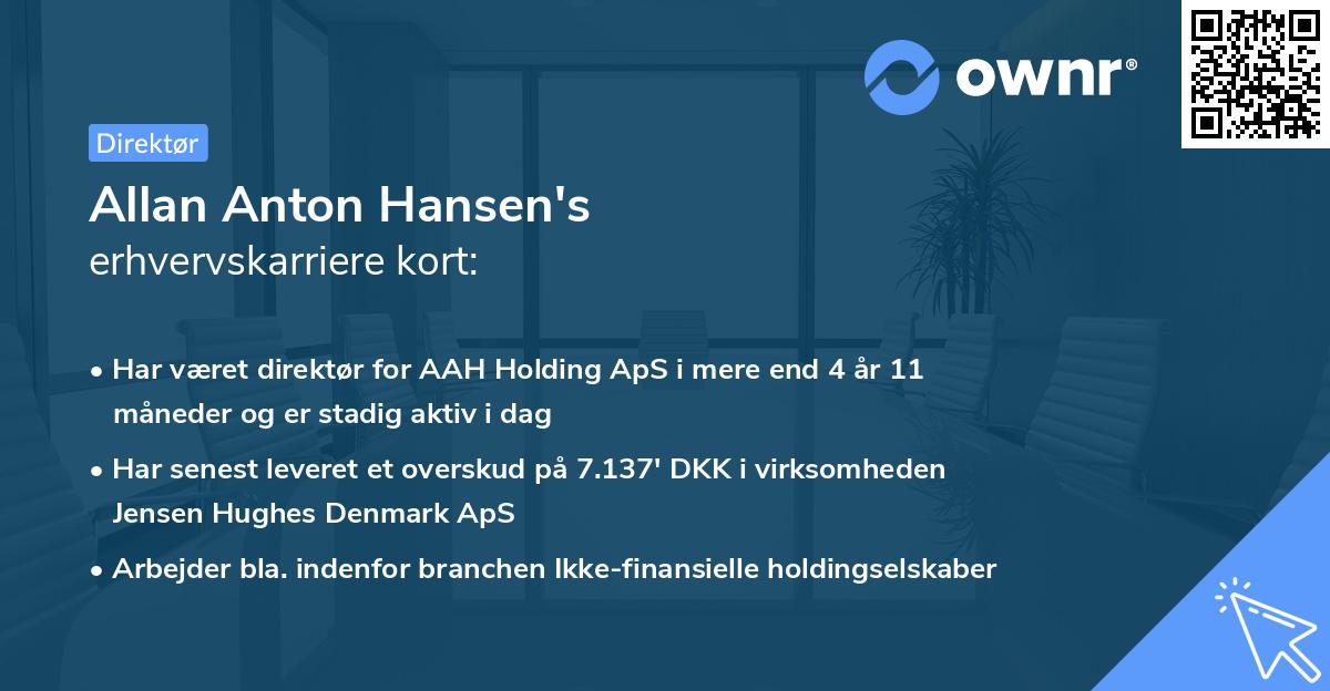 Allan Anton Hansen's erhvervskarriere kort