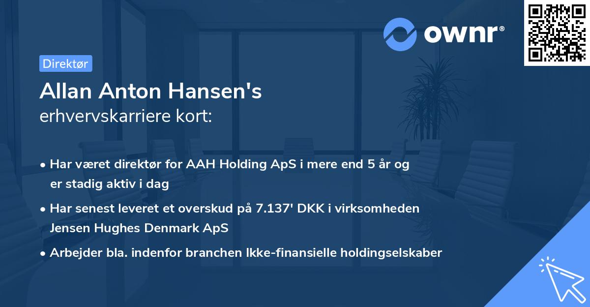 Allan Anton Hansen's erhvervskarriere kort