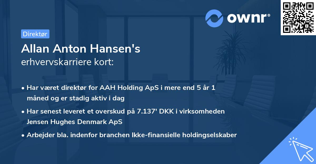 Allan Anton Hansen's erhvervskarriere kort