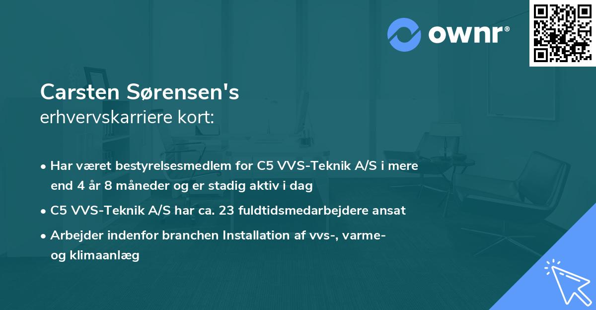 Carsten Sørensen's erhvervskarriere kort