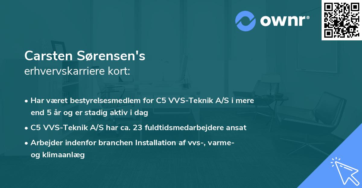Carsten Sørensen's erhvervskarriere kort