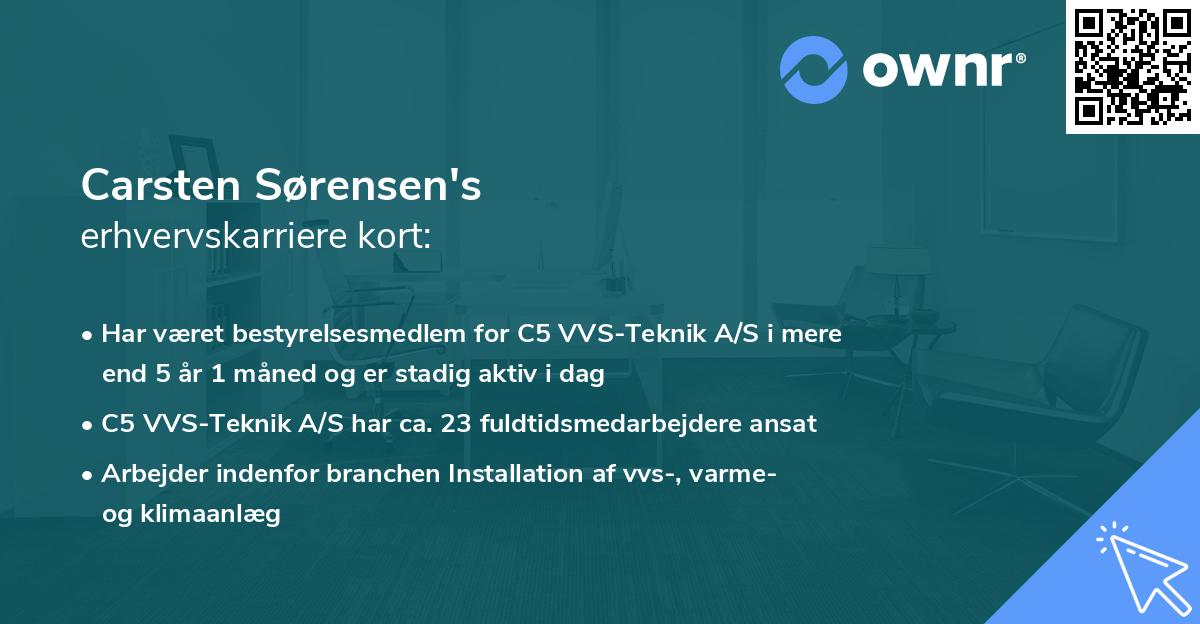 Carsten Sørensen's erhvervskarriere kort