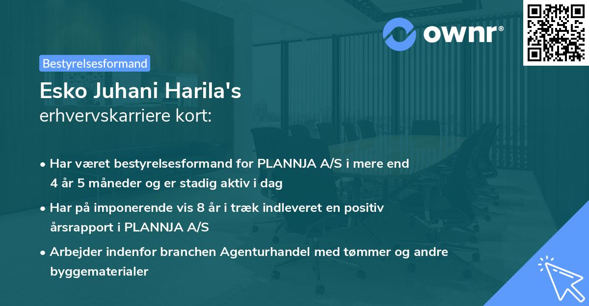 Esko Juhani Harila's erhvervskarriere kort