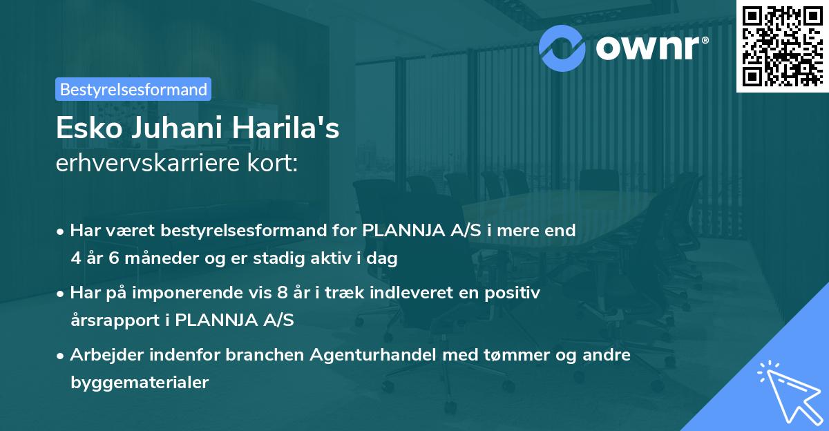 Esko Juhani Harila's erhvervskarriere kort