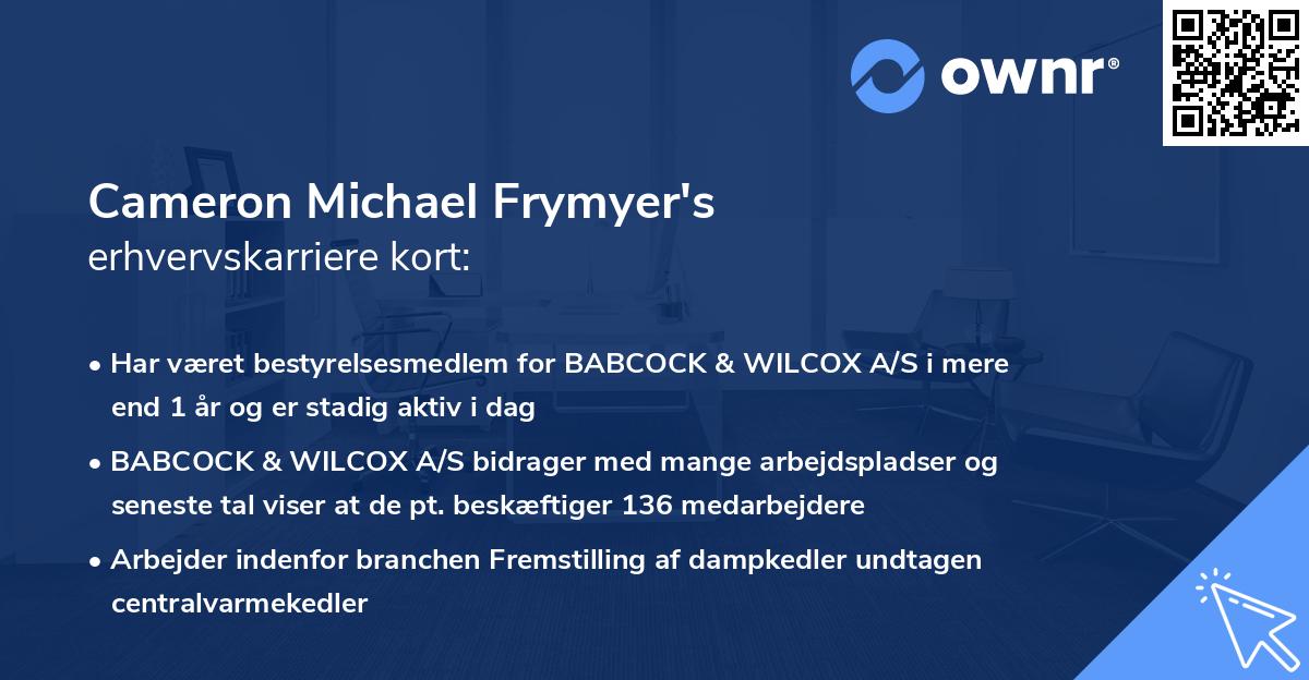 Cameron Michael Frymyer's erhvervskarriere kort