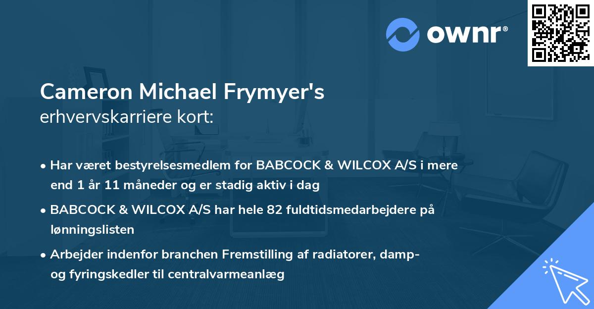 Cameron Michael Frymyer's erhvervskarriere kort