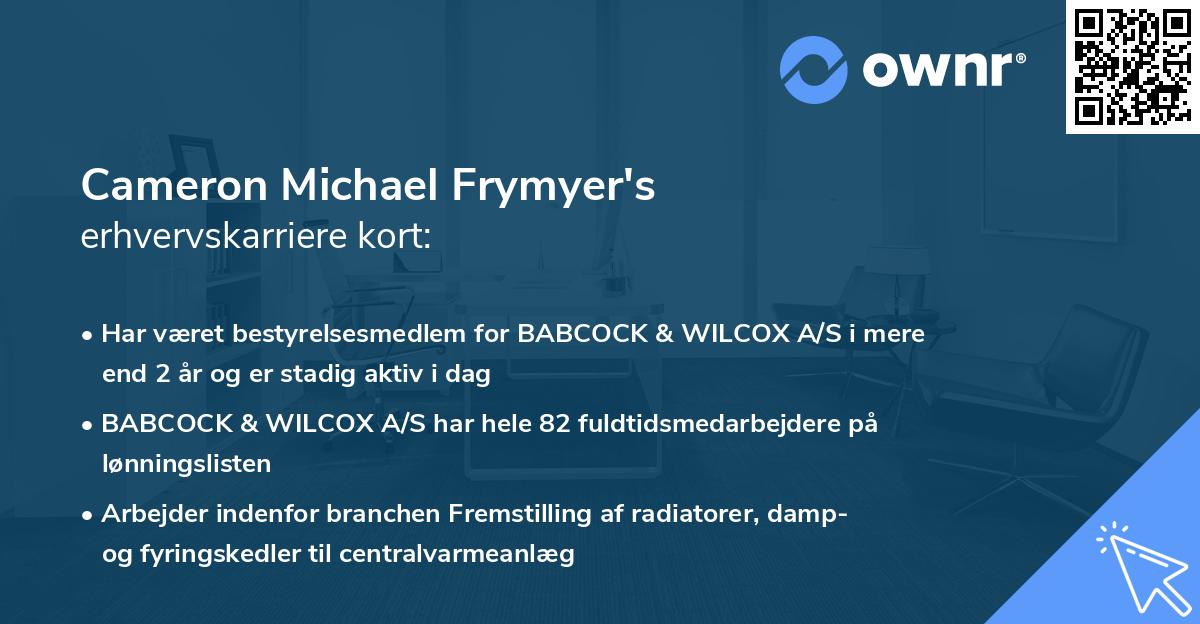 Cameron Michael Frymyer's erhvervskarriere kort