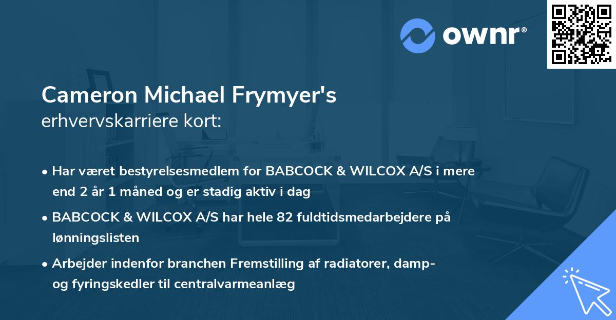 Cameron Michael Frymyer's erhvervskarriere kort