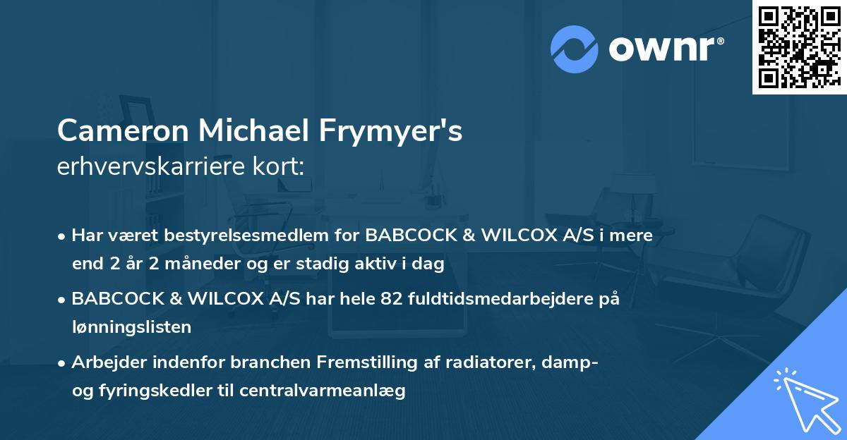 Cameron Michael Frymyer's erhvervskarriere kort