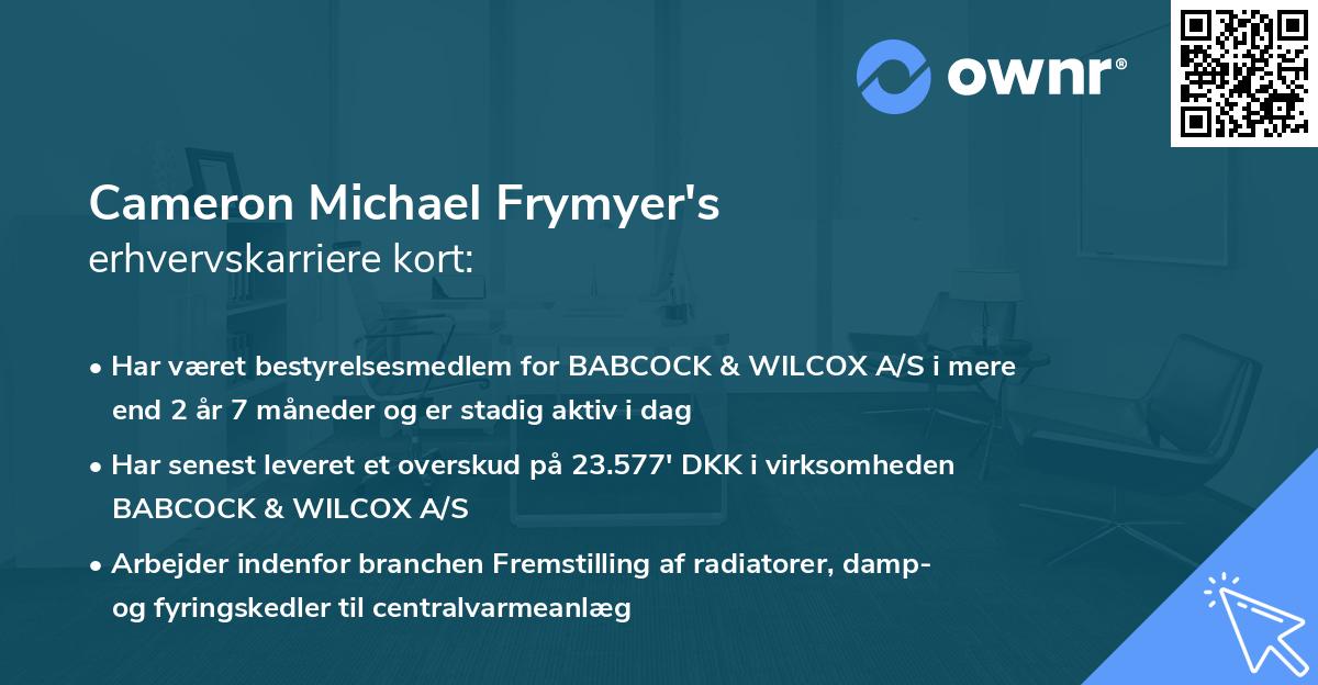 Cameron Michael Frymyer's erhvervskarriere kort