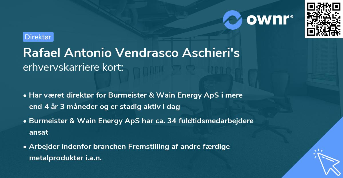 Rafael Antonio Vendrasco Aschieri's erhvervskarriere kort