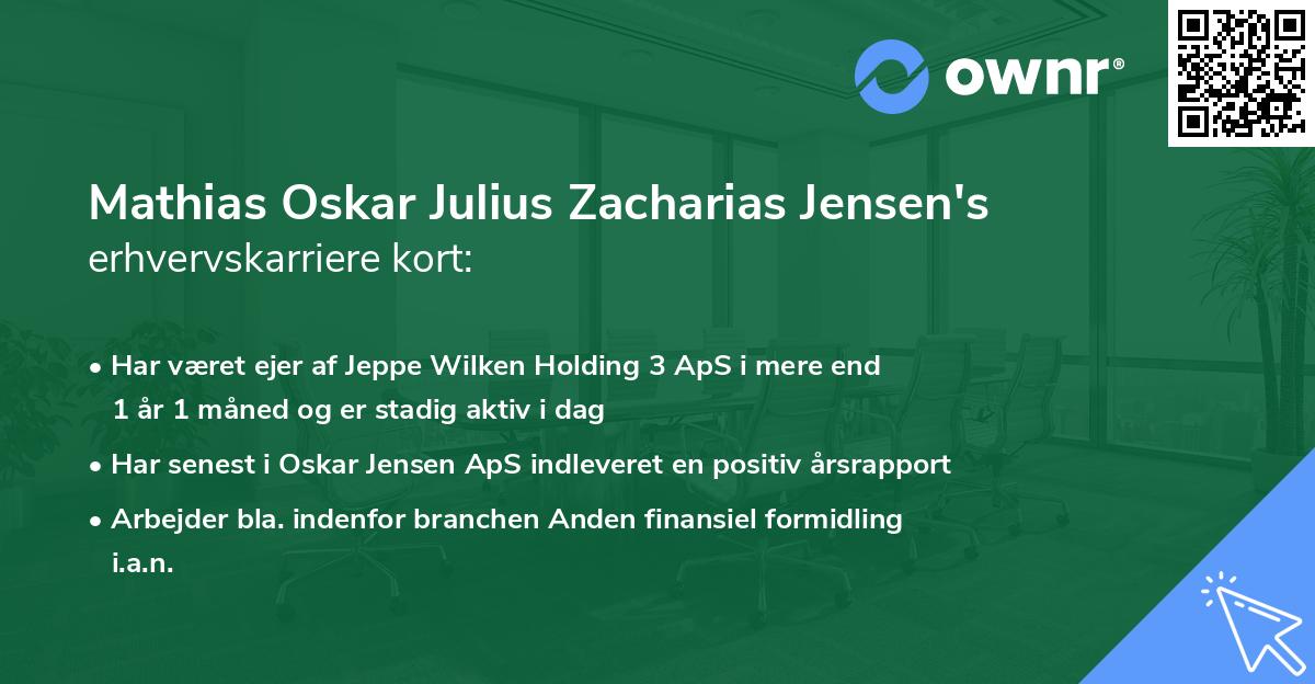 Mathias Oskar Julius Zacharias Jensen's erhvervskarriere kort