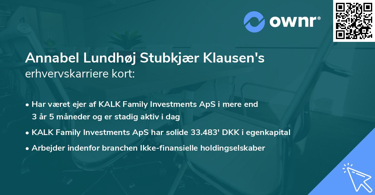 Annabel Lundhøj Stubkjær Klausen's erhvervskarriere kort