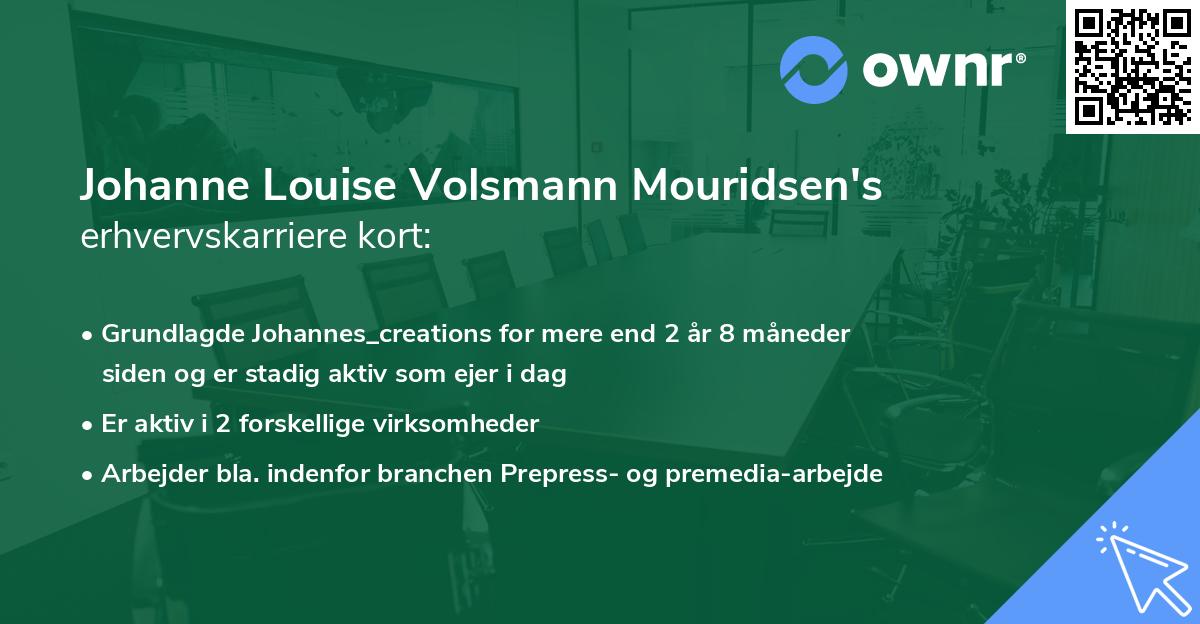 Johanne Louise Volsmann Mouridsen's erhvervskarriere kort