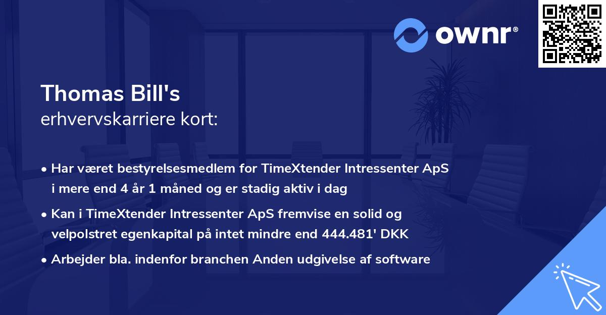 Thomas Bill's erhvervskarriere kort