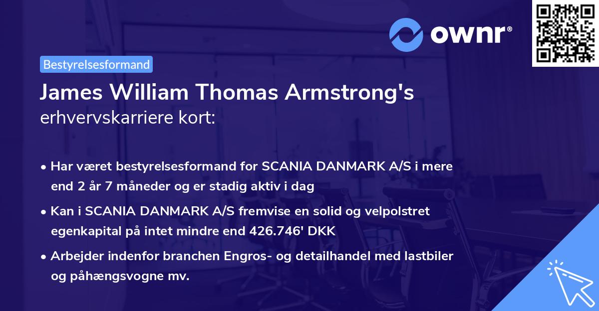 James William Thomas Armstrong's erhvervskarriere kort