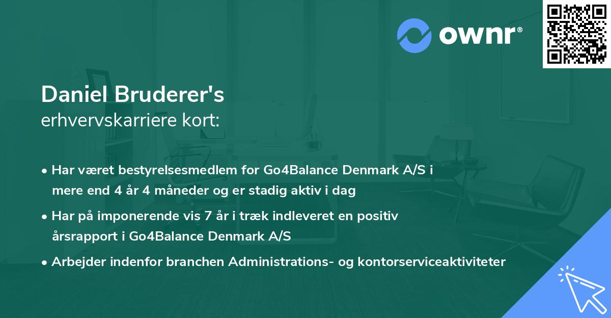Daniel Bruderer's erhvervskarriere kort