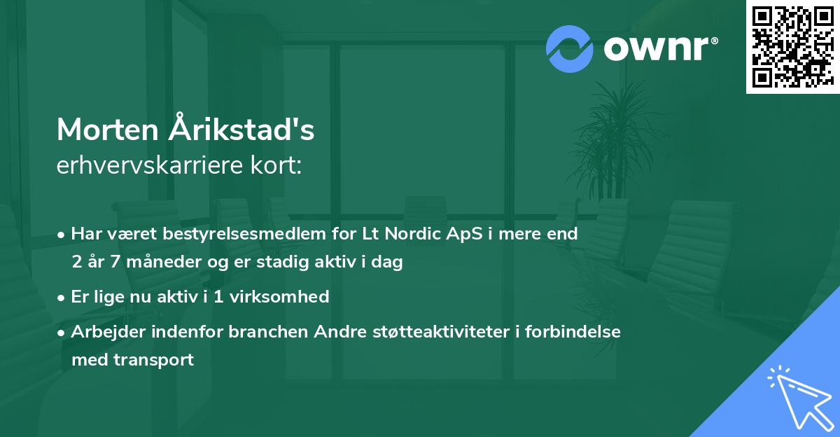 Morten Årikstad's erhvervskarriere kort