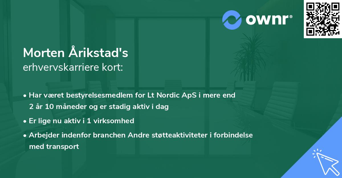 Morten Årikstad's erhvervskarriere kort