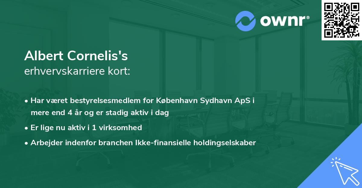 Albert Cornelis's erhvervskarriere kort