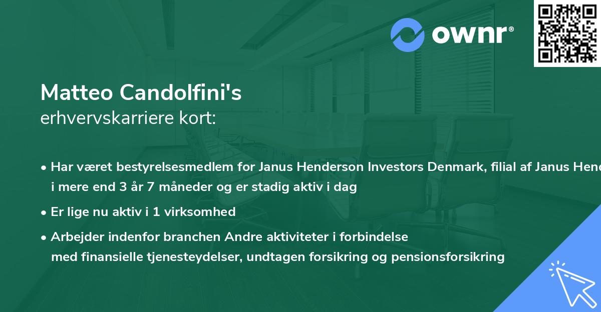 Matteo Candolfini's erhvervskarriere kort