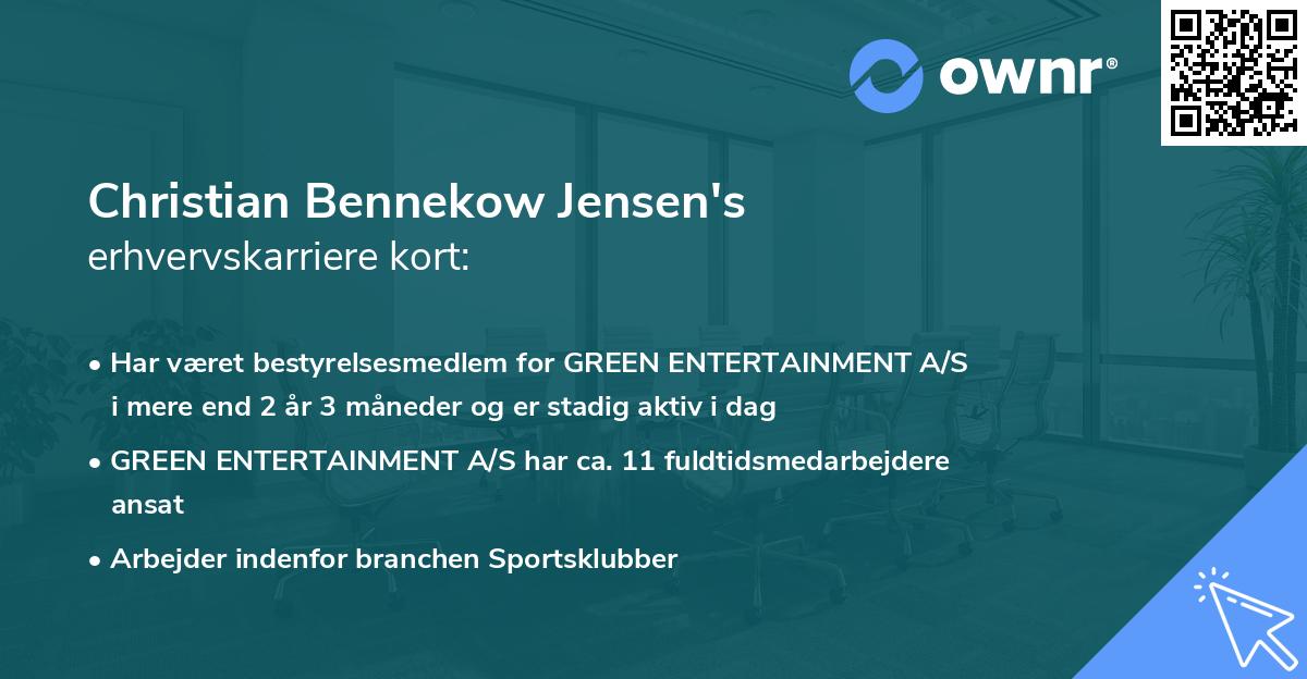 Christian Bennekow Jensen's erhvervskarriere kort