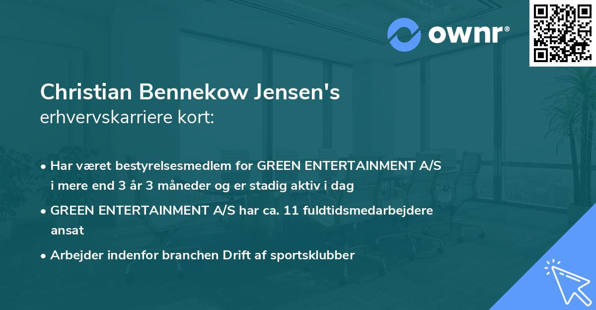 Christian Bennekow Jensen's erhvervskarriere kort
