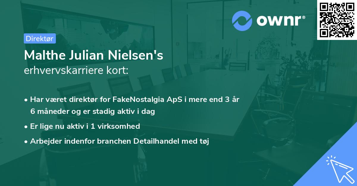 Malthe Julian Nielsen's erhvervskarriere kort