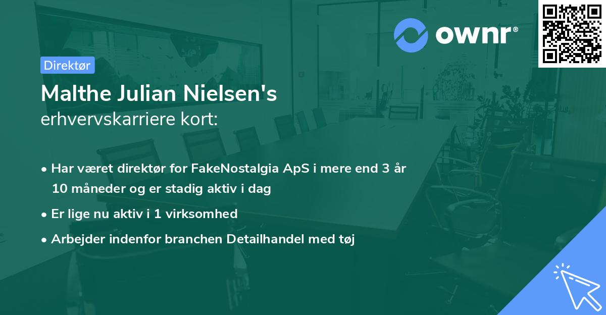 Malthe Julian Nielsen's erhvervskarriere kort