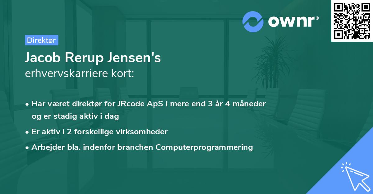 Jacob Rerup Jensen's erhvervskarriere kort