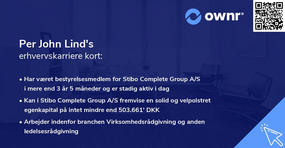 Per John Lind's erhvervskarriere kort