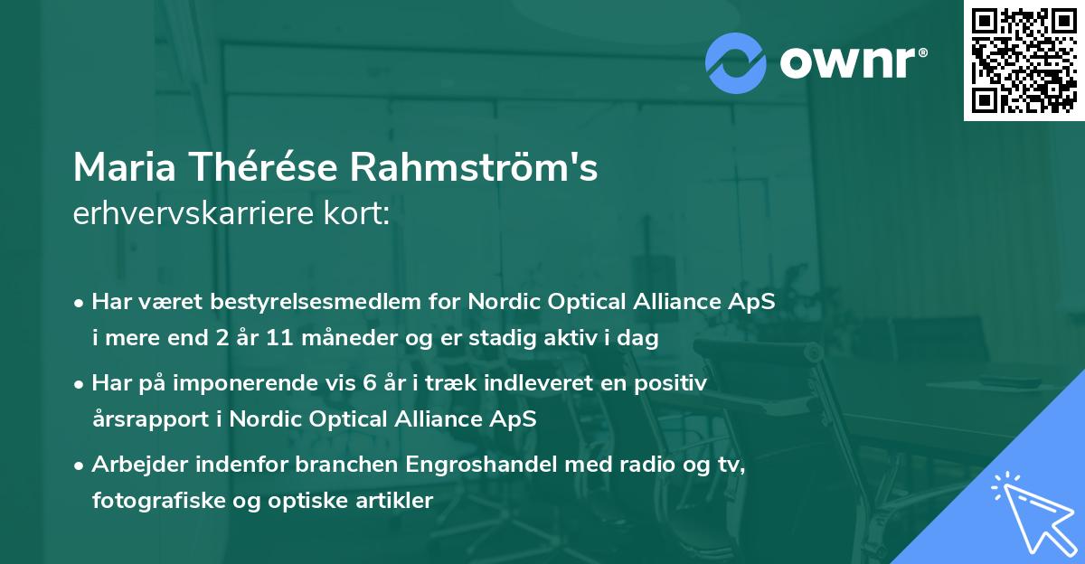 Maria Thérése Rahmström's erhvervskarriere kort