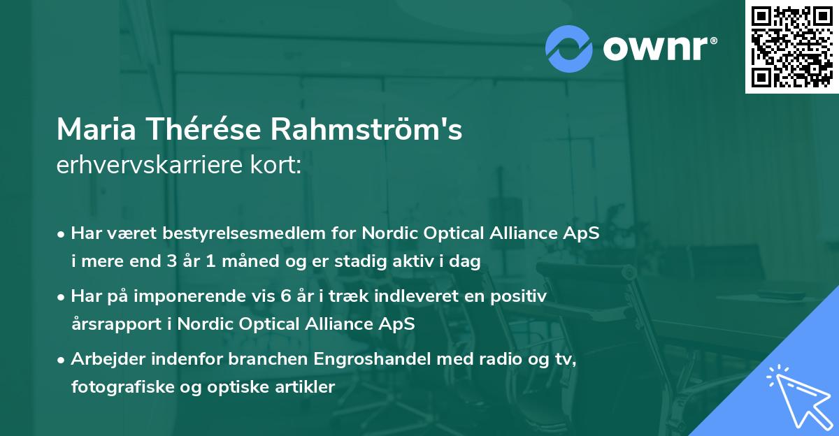 Maria Thérése Rahmström's erhvervskarriere kort