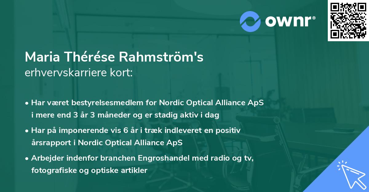 Maria Thérése Rahmström's erhvervskarriere kort