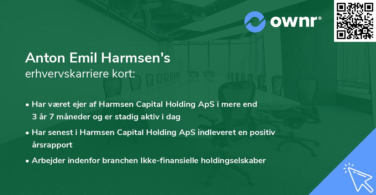 Anton Emil Harmsen's erhvervskarriere kort
