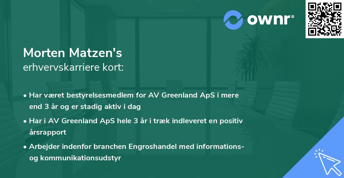 Morten Matzen's erhvervskarriere kort