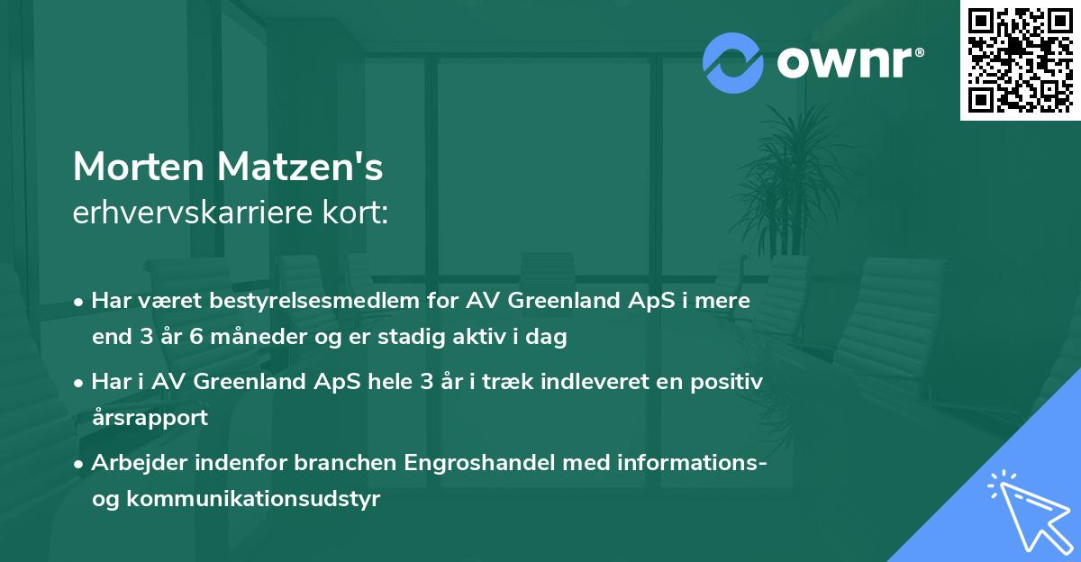 Morten Matzen's erhvervskarriere kort