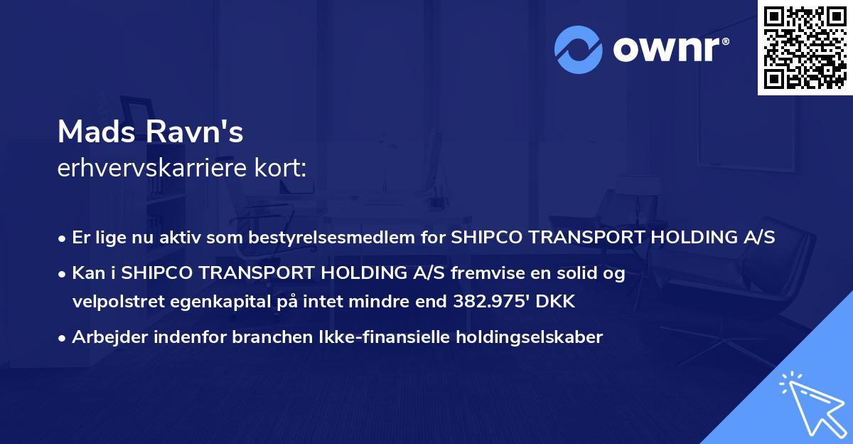 Mads Ravn's erhvervskarriere kort