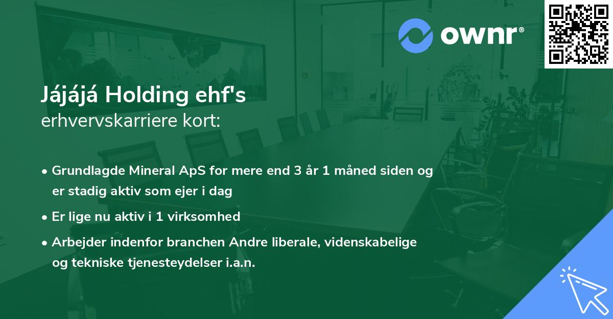 Jájájá Holding ehf's erhvervskarriere kort