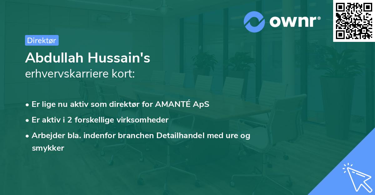 Abdullah Hussain's erhvervskarriere kort