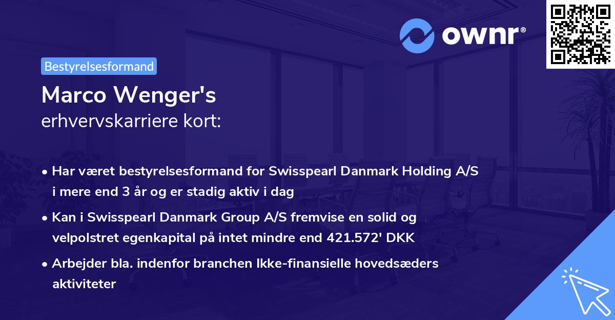 Marco Wenger's erhvervskarriere kort