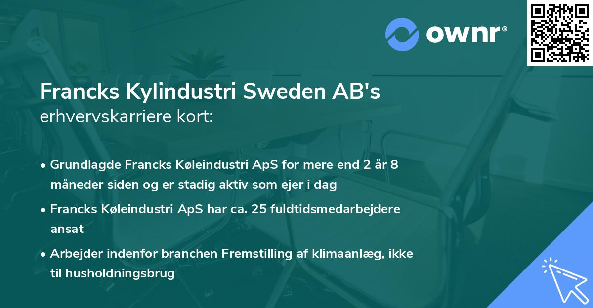 Francks Kylindustri Sweden AB's erhvervskarriere kort