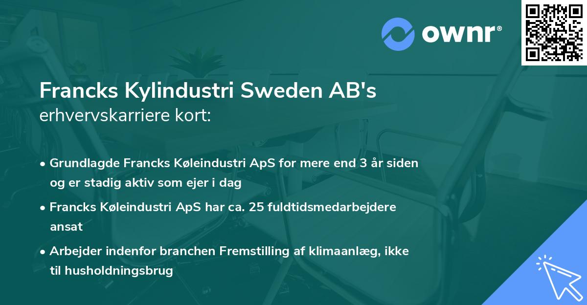 Francks Kylindustri Sweden AB's erhvervskarriere kort
