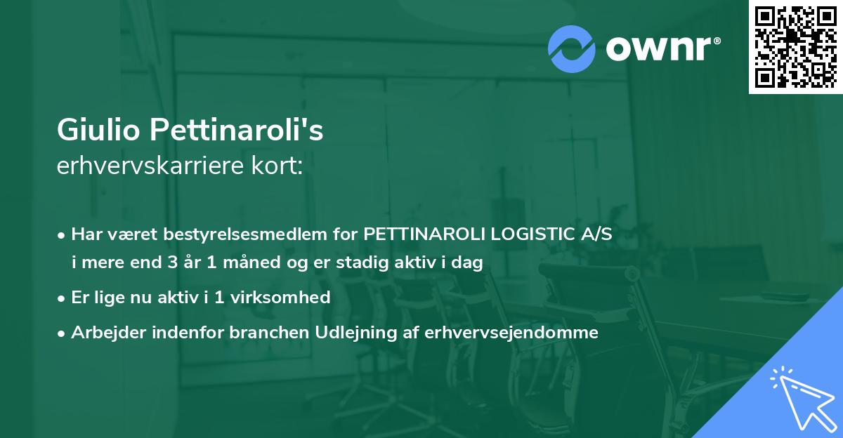 Giulio Pettinaroli's erhvervskarriere kort