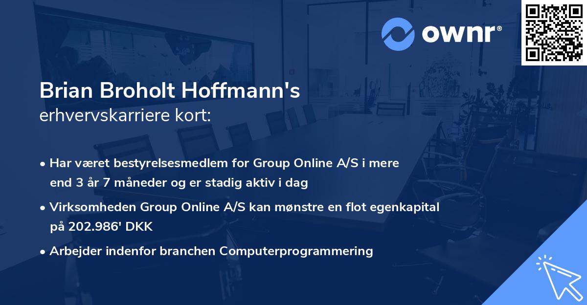 Brian Broholt Hoffmann's erhvervskarriere kort