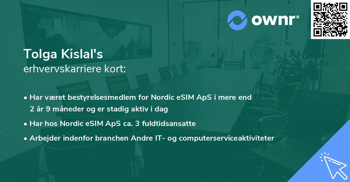 Tolga Kislal's erhvervskarriere kort