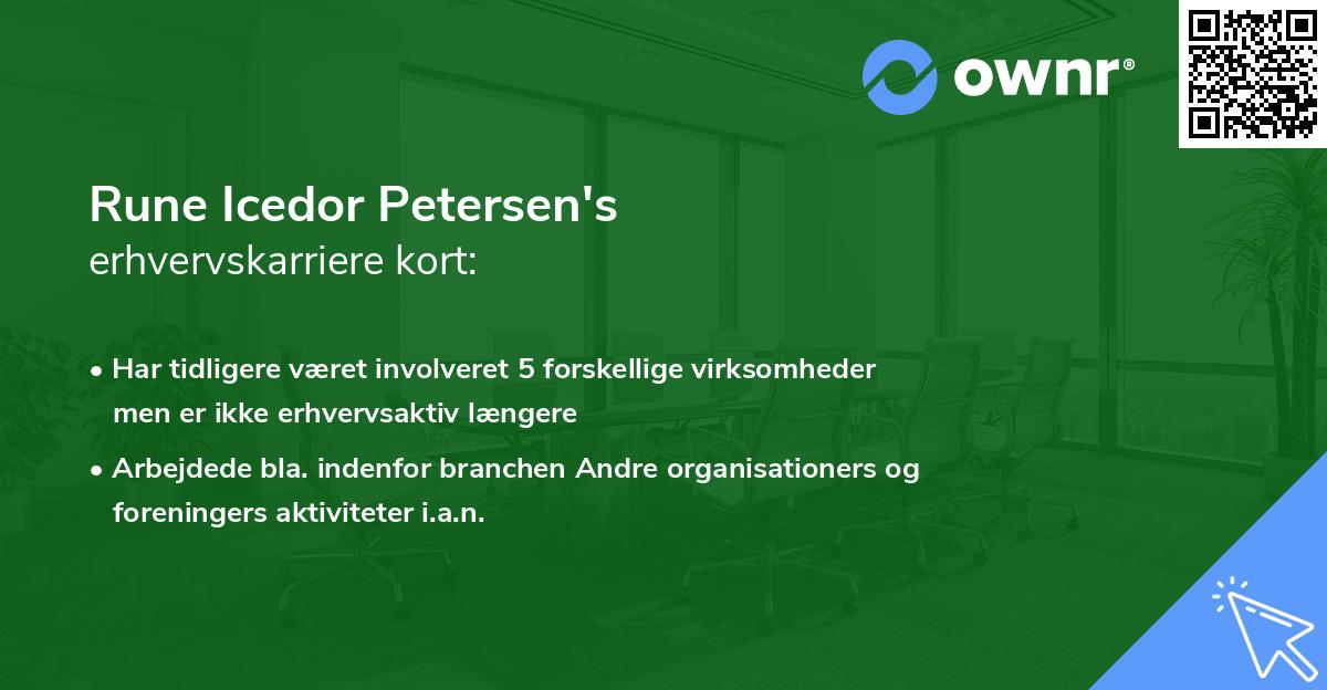 Rune Icedor Petersen's erhvervskarriere kort
