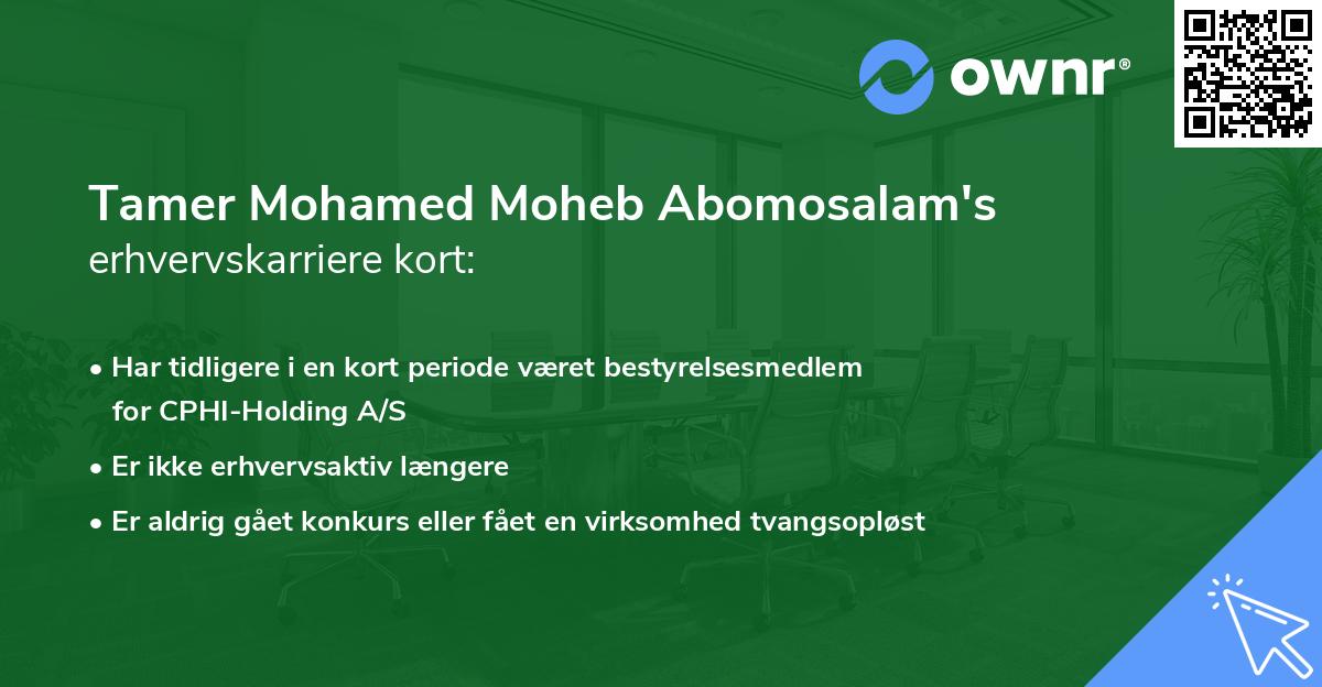 Tamer Mohamed Moheb Abomosalam's erhvervskarriere kort
