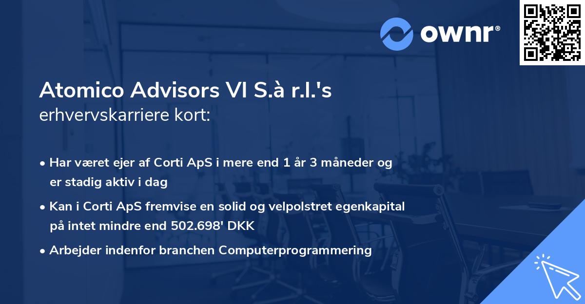 Atomico Advisors VI S.à r.l.'s erhvervskarriere kort